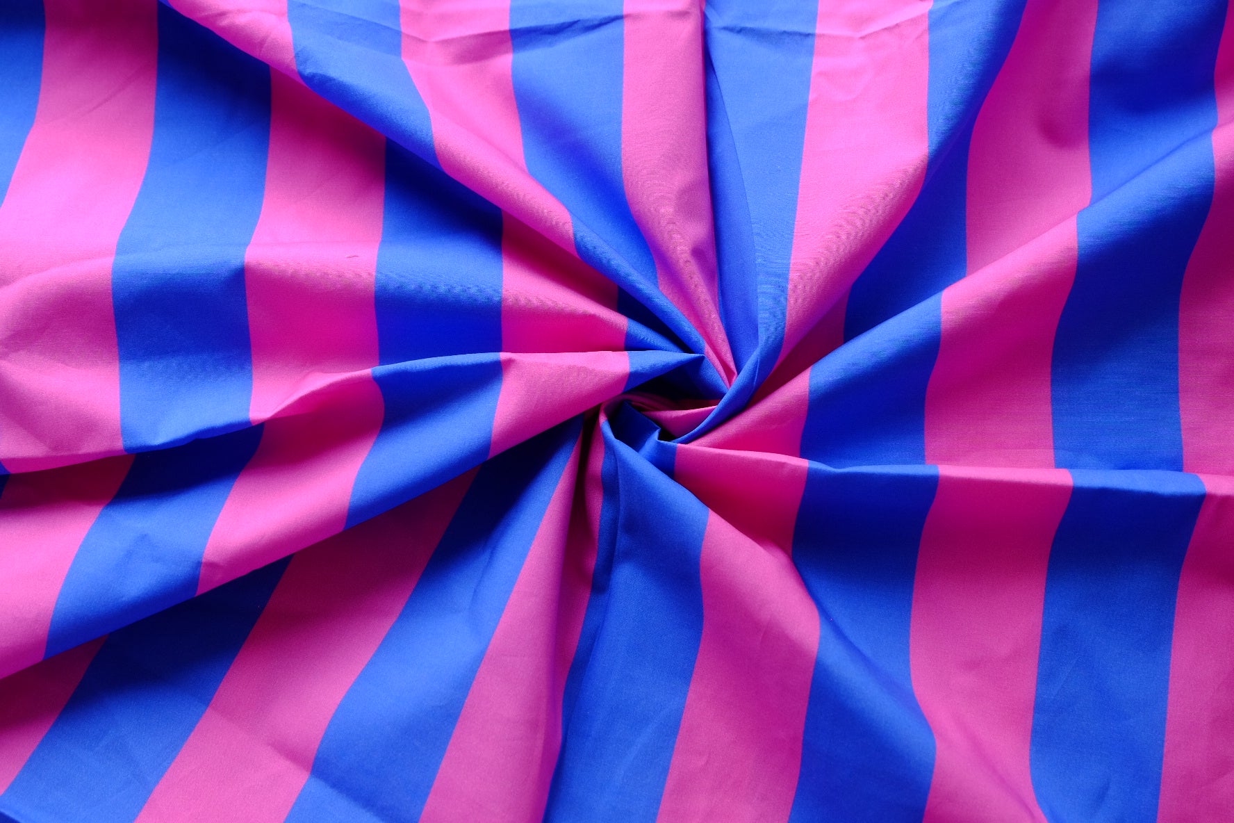 Pink & Cobalt Stripe High-Density Cotton Poplin – 3.9 yd