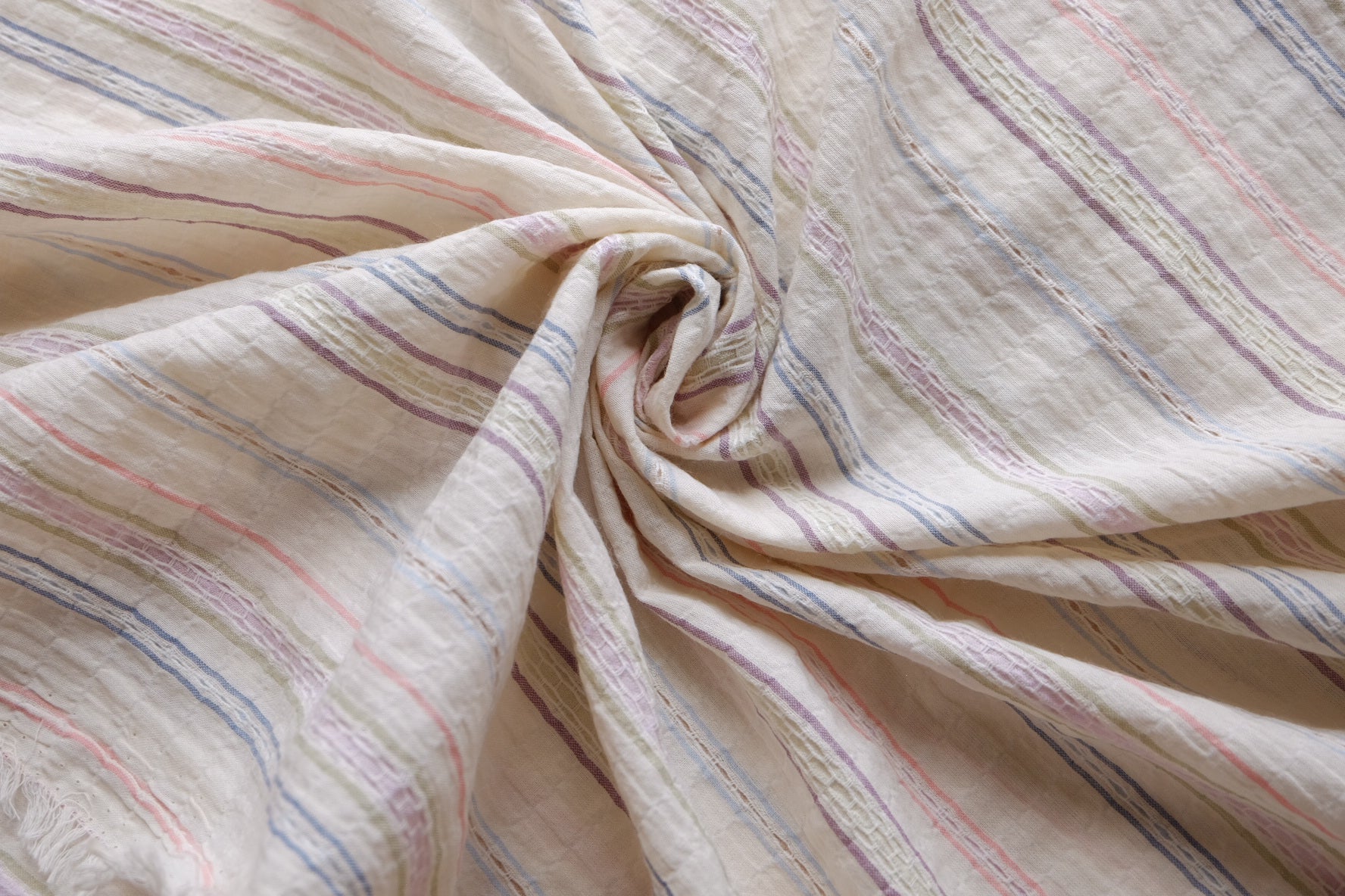 Pastel Stripe Crinkled Jacquard Cotton – 1.6 yd