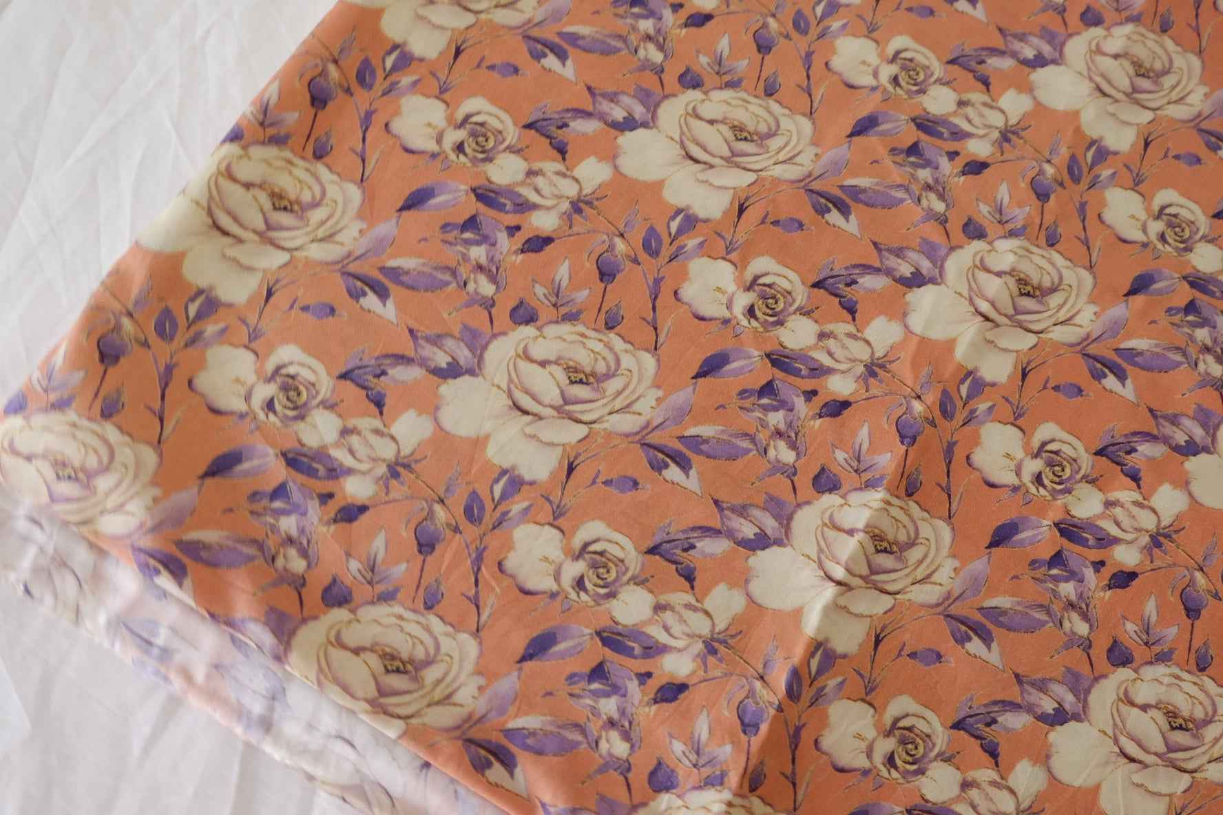 Vintage Orange Rose Cotton Lawn Fabric – 2.8 yd