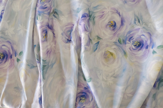 Soft Purple Watercolor Floral Rayon Challis Fabric – 3.3 yd
