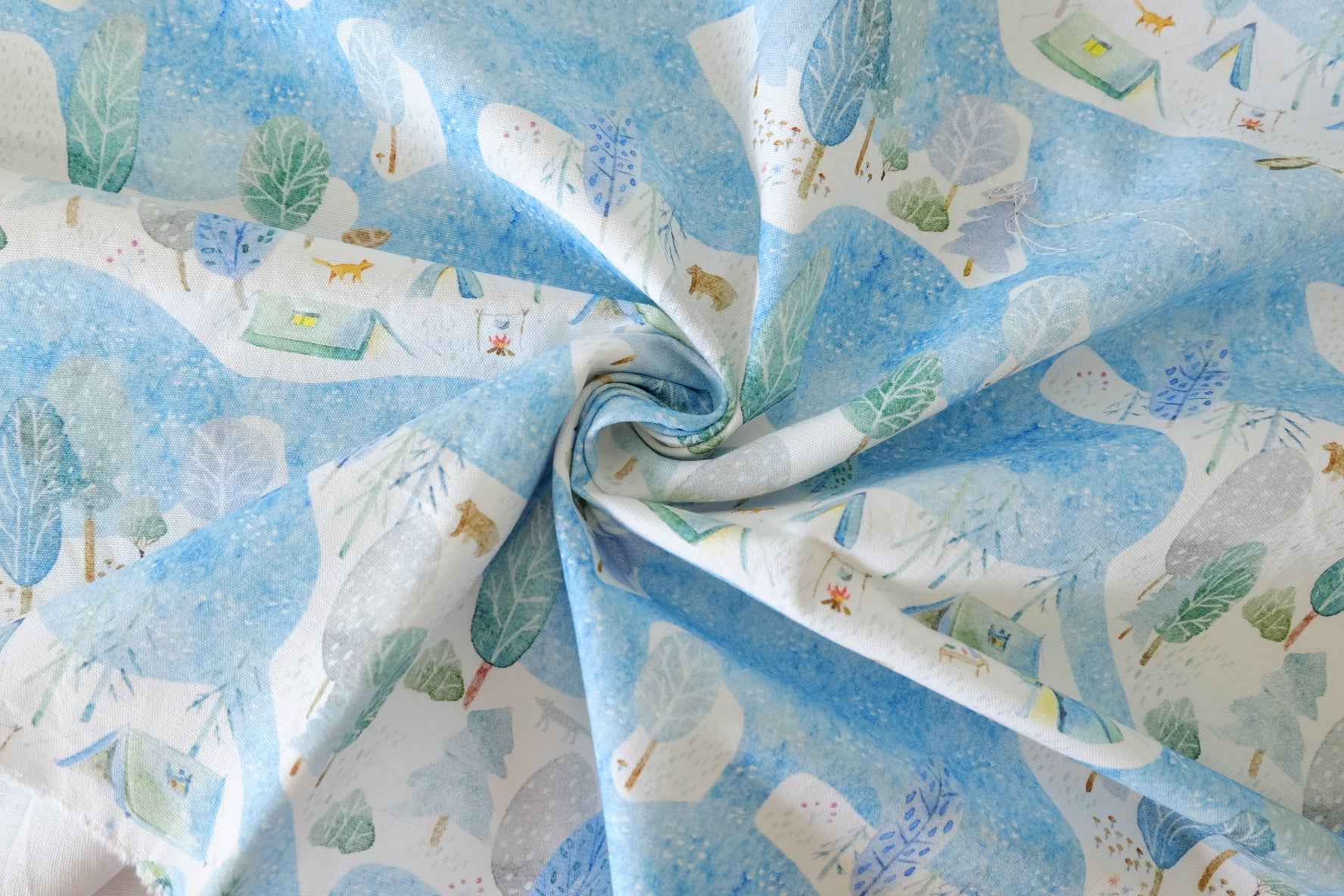 Blue Forest Camping Cotton Canvas Fabric – 0.9 yd