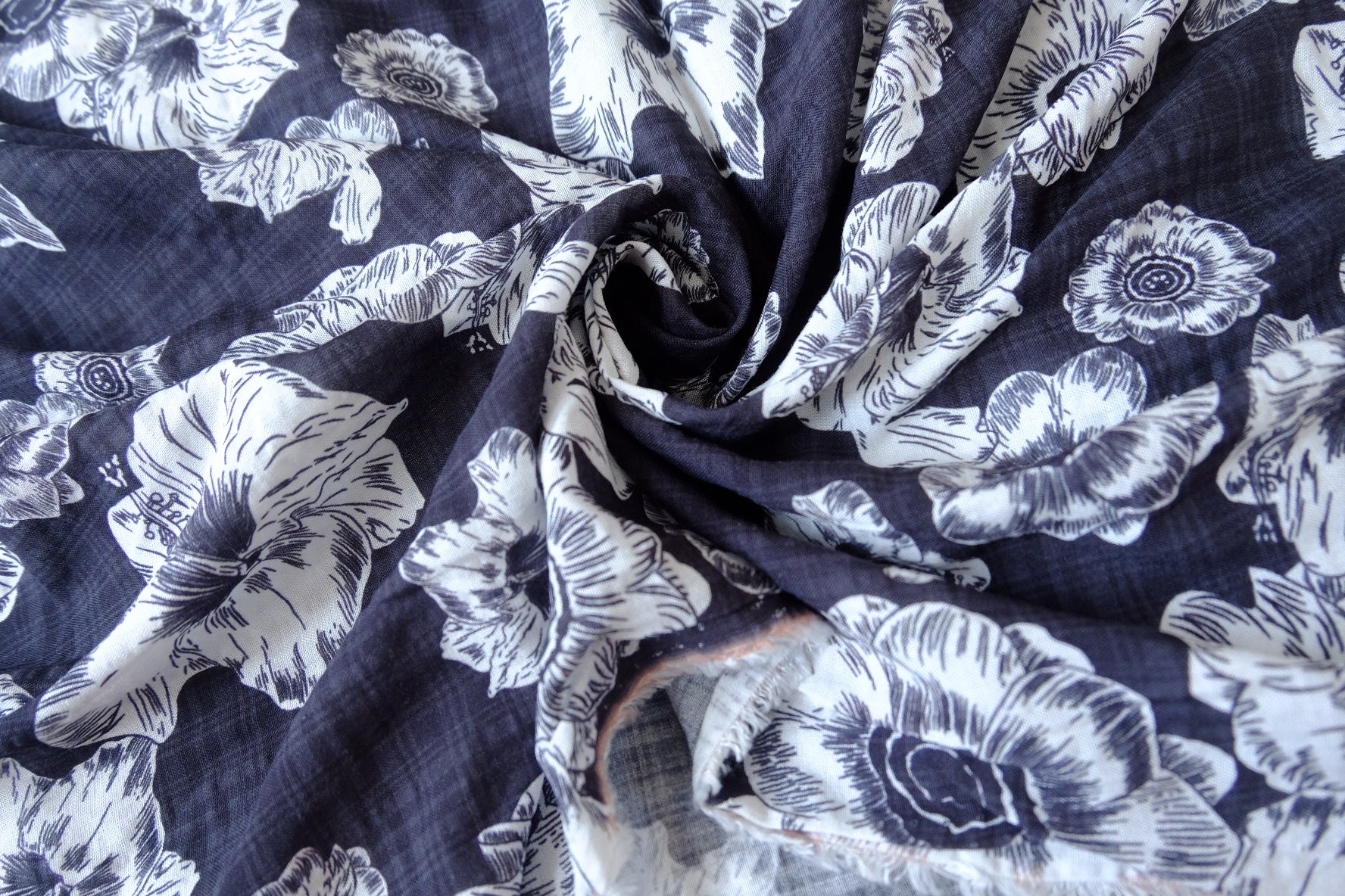 Midnight Floral Cotton Linen, 3.4 Yards