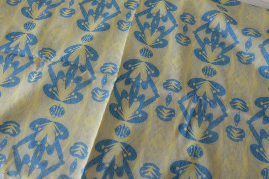Blue Geometric Floral Cotton Poplin Fabric – 2.2 yd