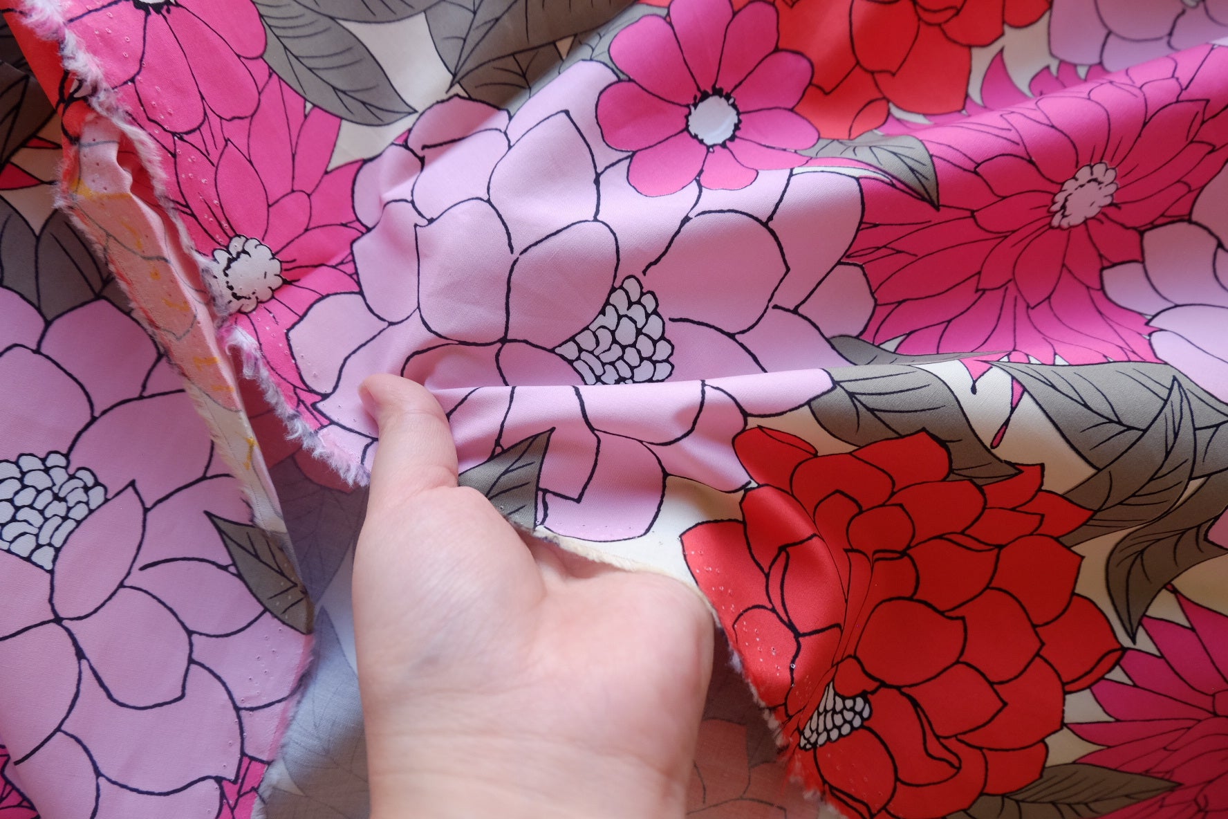 Retro Pink Floral Silky Cotton Poplin – 3.3 yd