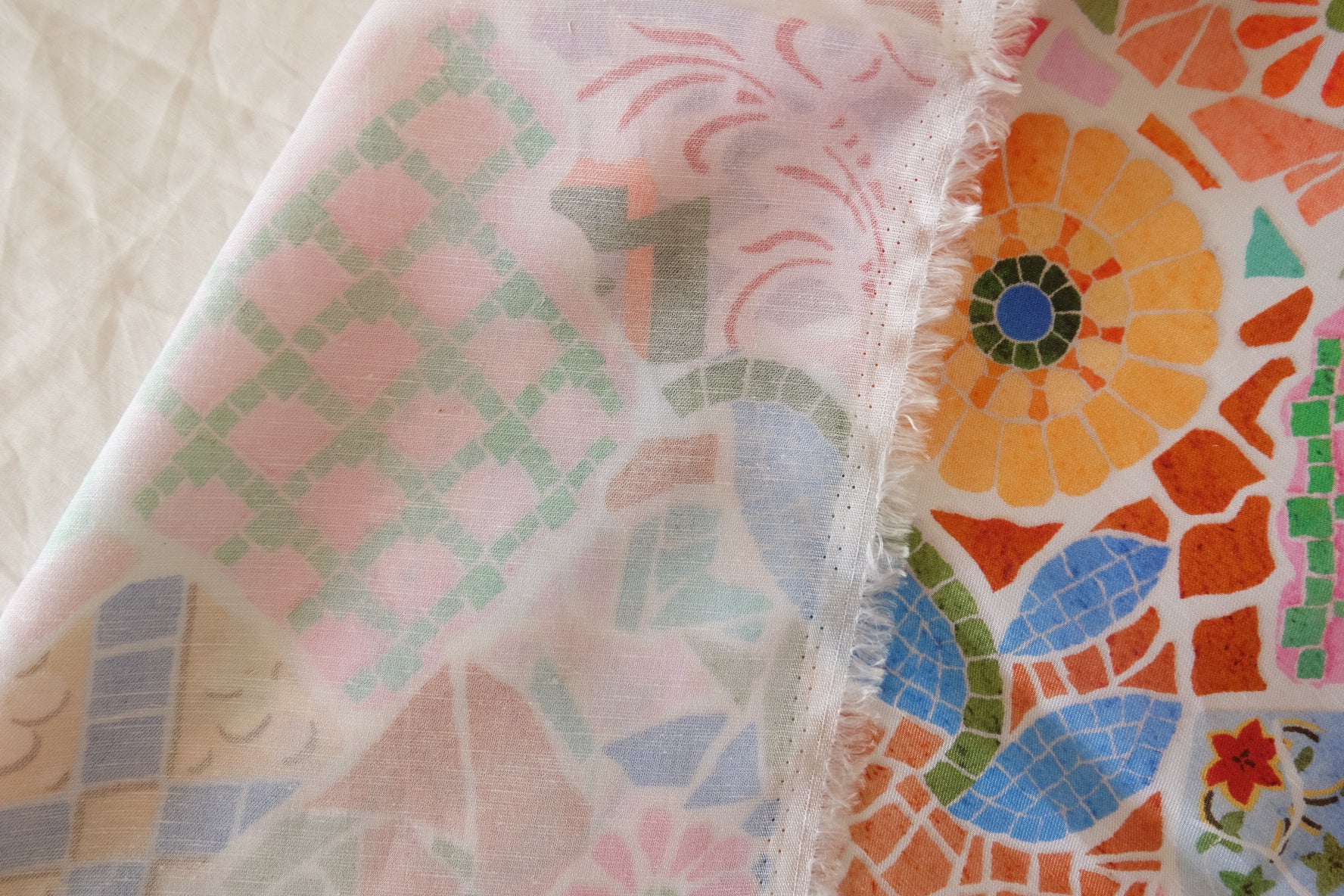 Pastel Mosaic Cupro Fabric - 2.2 yd
