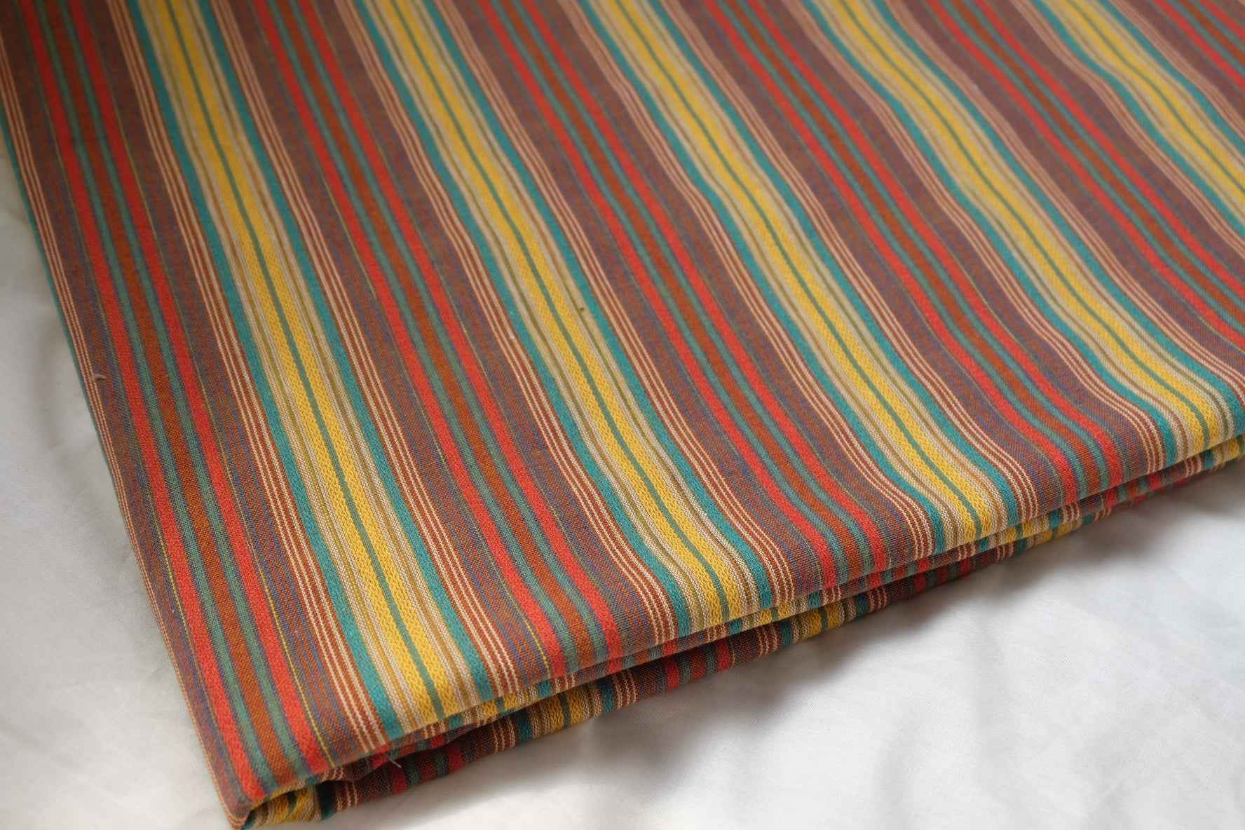 Retro Stripe Cotton Linen Blend Fabric, Structured , 2.19 Yards
