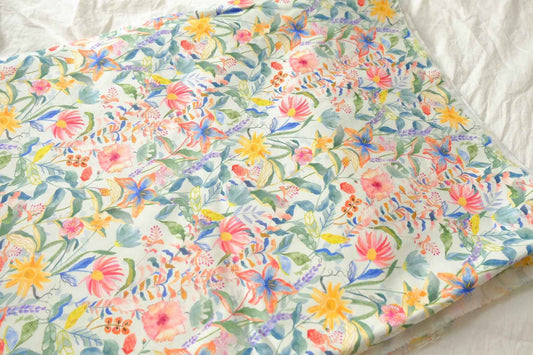 Colorful Floral Cotton Twill Fabric - 1.64 yd