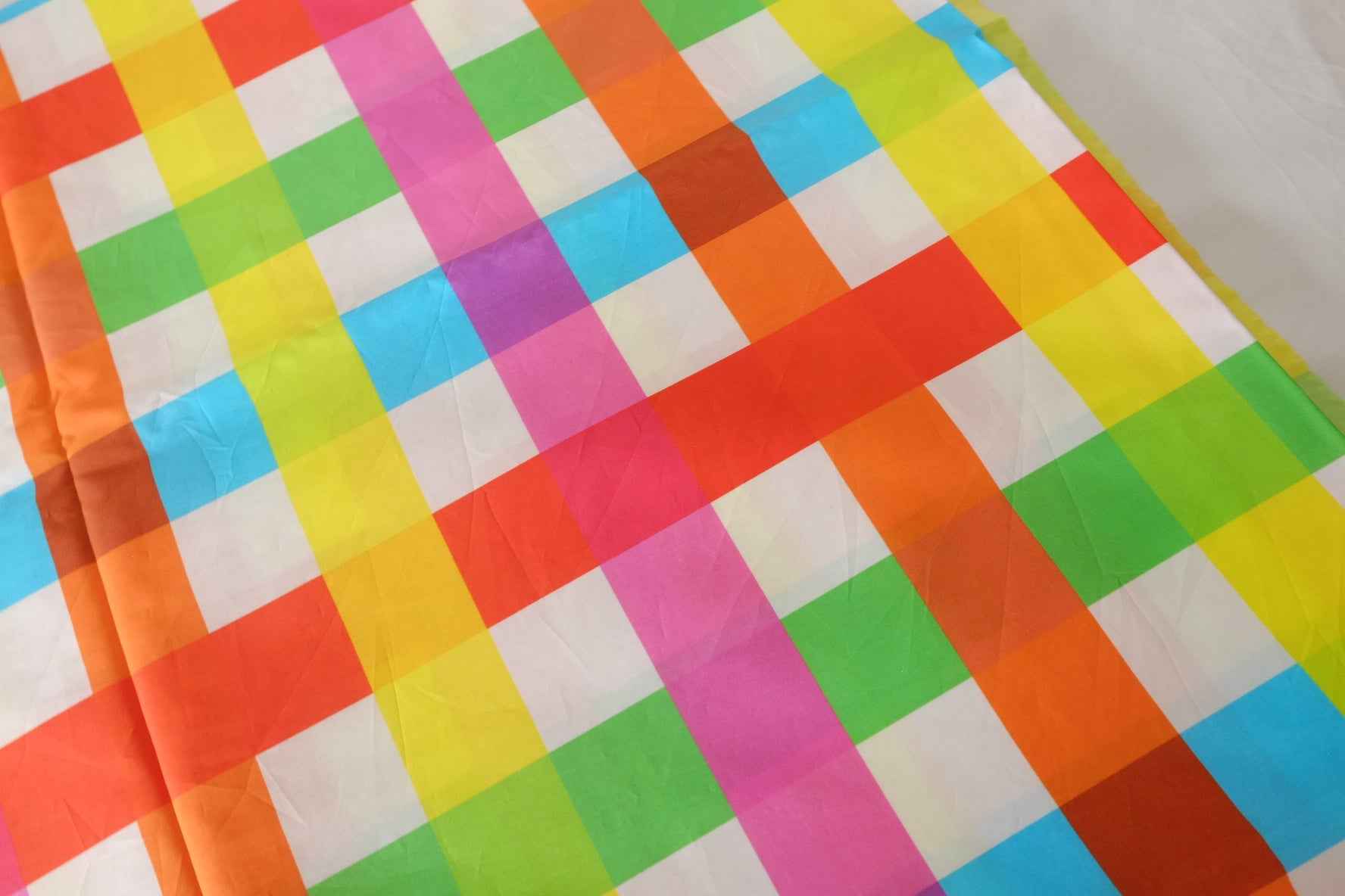 Colorful Geometric Check Cotton Lawn Fabric – 2.2 yd