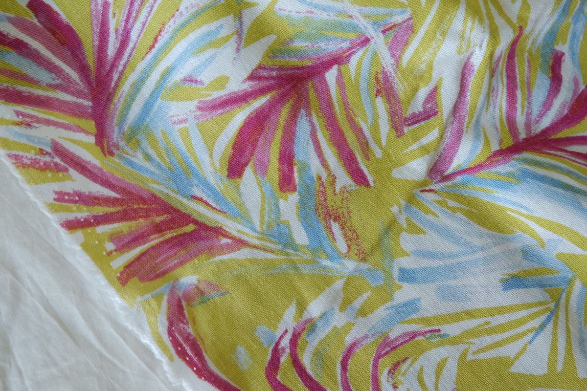 Tropical Watercolor Leaves Linen Cotton – 1.64 yd