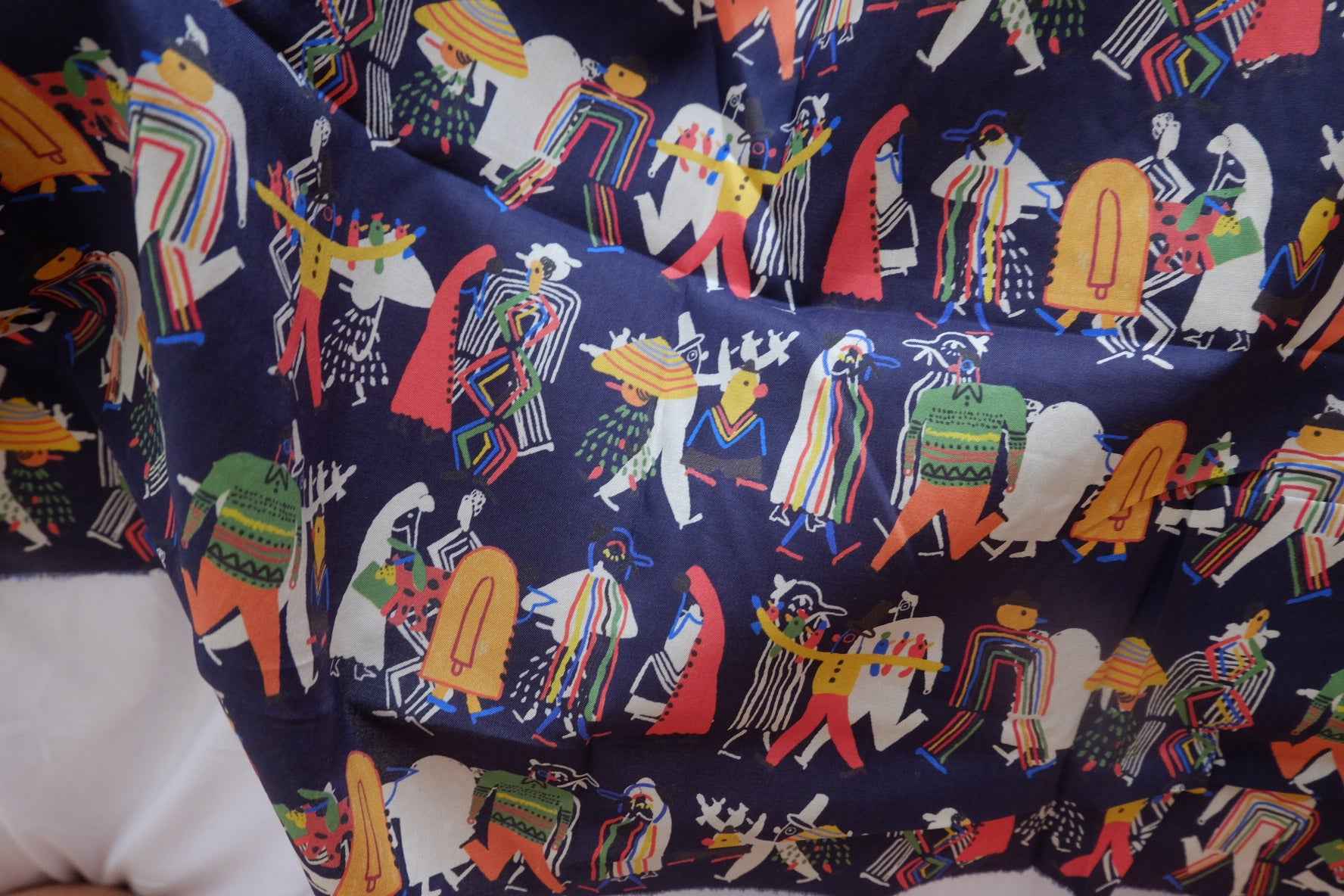 Illustrated Folk Cotton Lawn Fabric - 1.64 yd