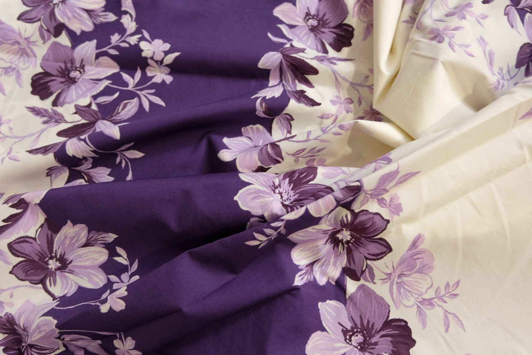 Purple Floral Cotton Poplin — 3.3 yd