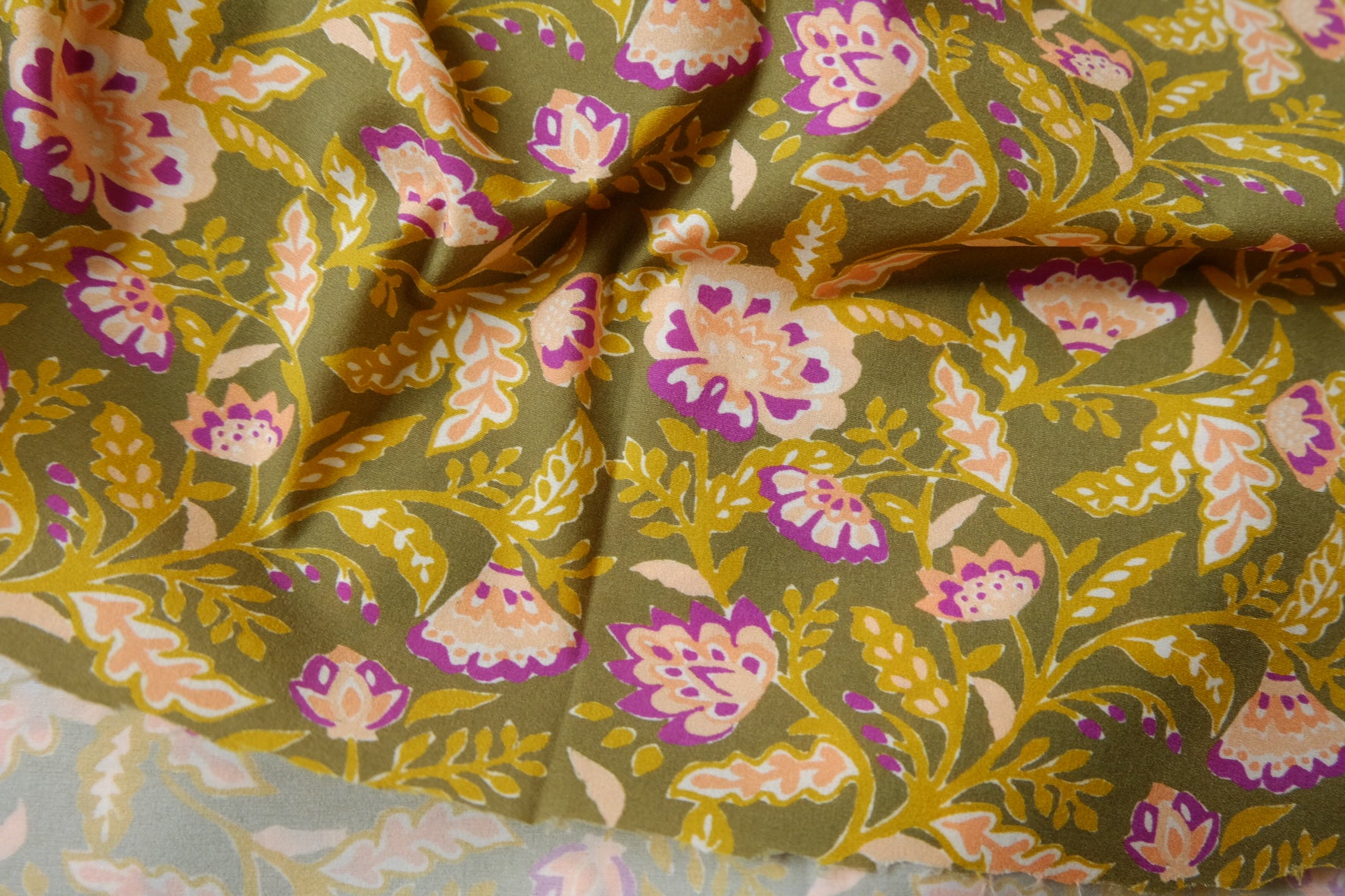 Olive Floral Swim Fabric, Sold by the Yard