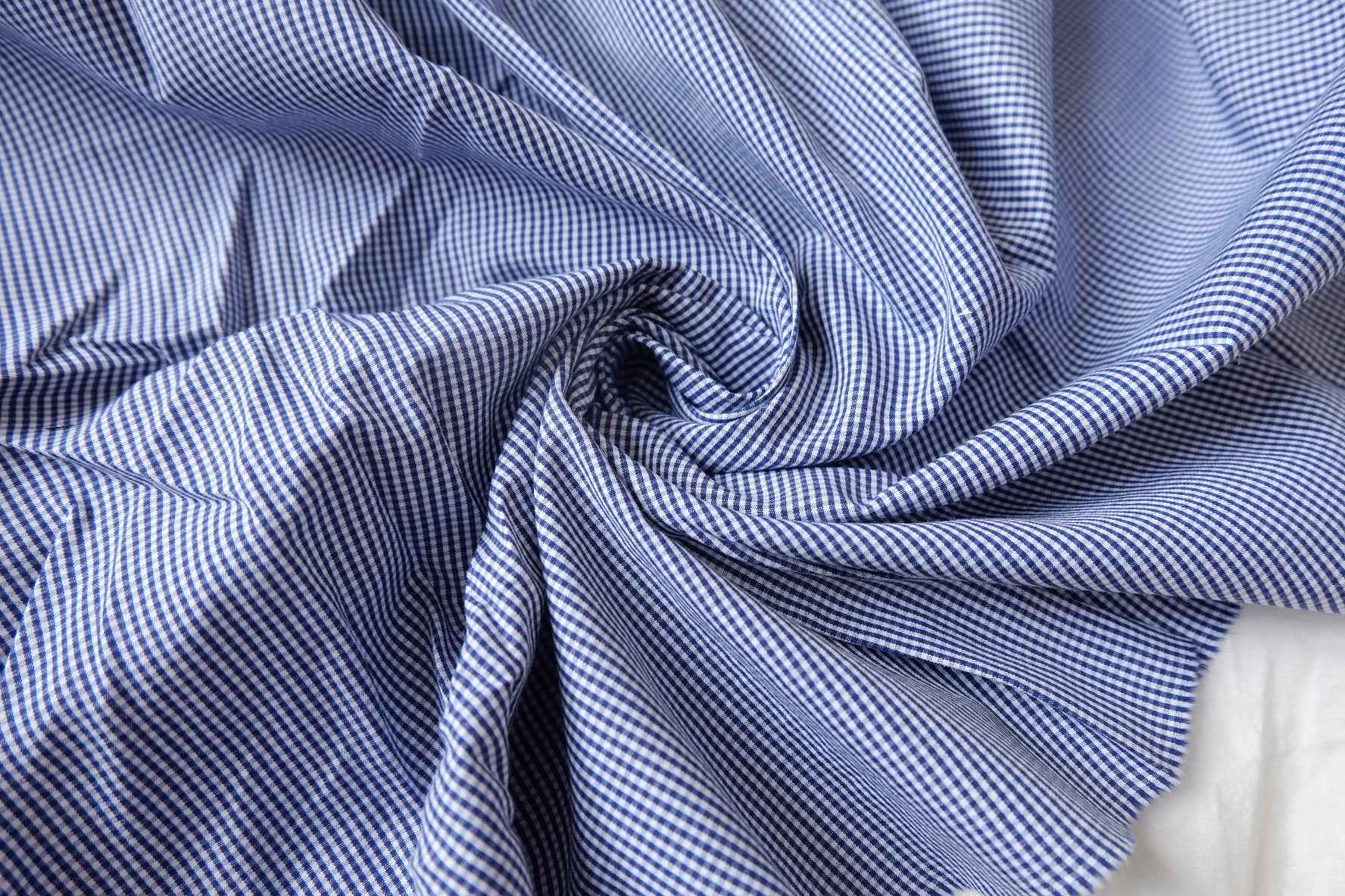 Navy Mini Gingham Cotton Fabric - 2.19 yd