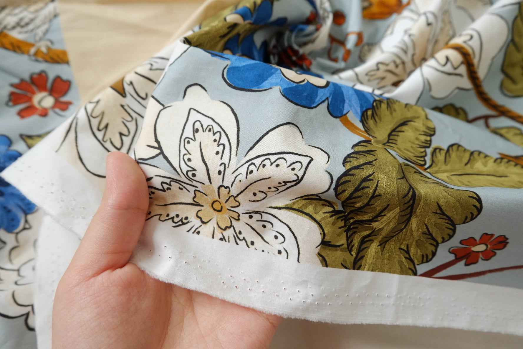 Patchwork Floral Bird Cotton Poplin Fabric - 3.28 yd