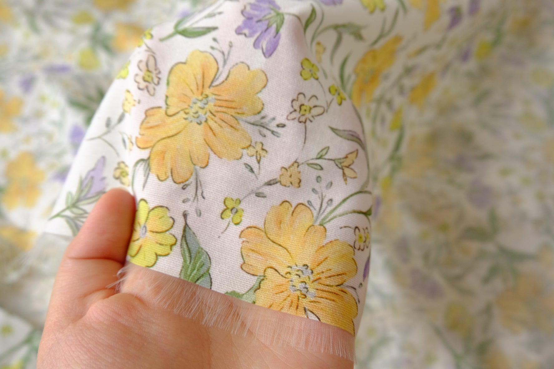 Yellow & Lilac Floral Tencel Cotton, 1.64 Yards