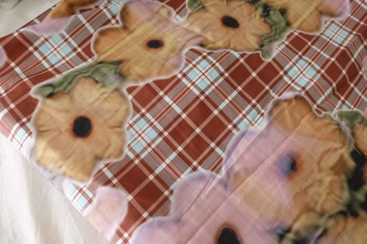 Floral Plaid Cotton Poplin Fabric – 2.2 yd