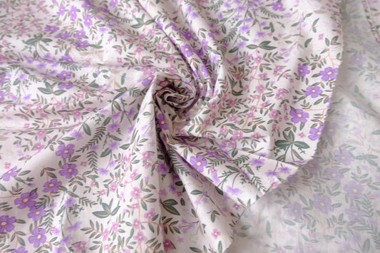Lilac Meadow Floral Cotton Poplin, 2.19 Yards