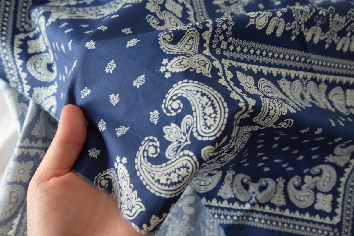 Navy Paisley Bandana Cotton Poplin – 2.2 yd