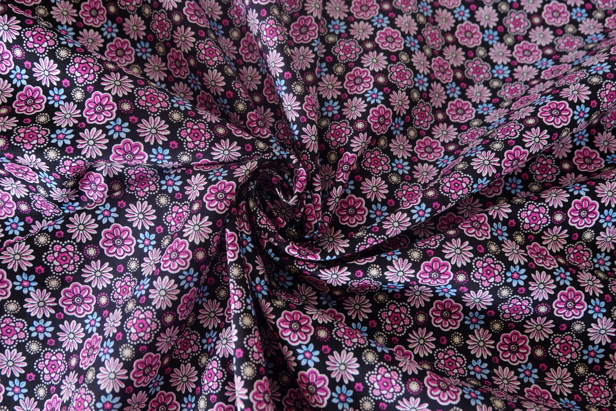 Midnight Pink Folk Floral Cotton – 2.2 yd