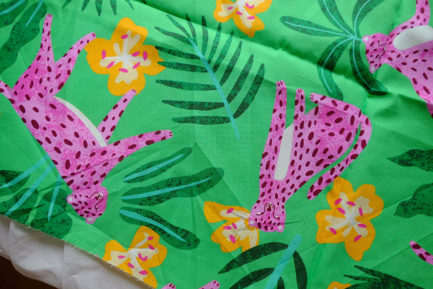 Pink Leopard Tropical Cotton Poplin – 0.9 yd