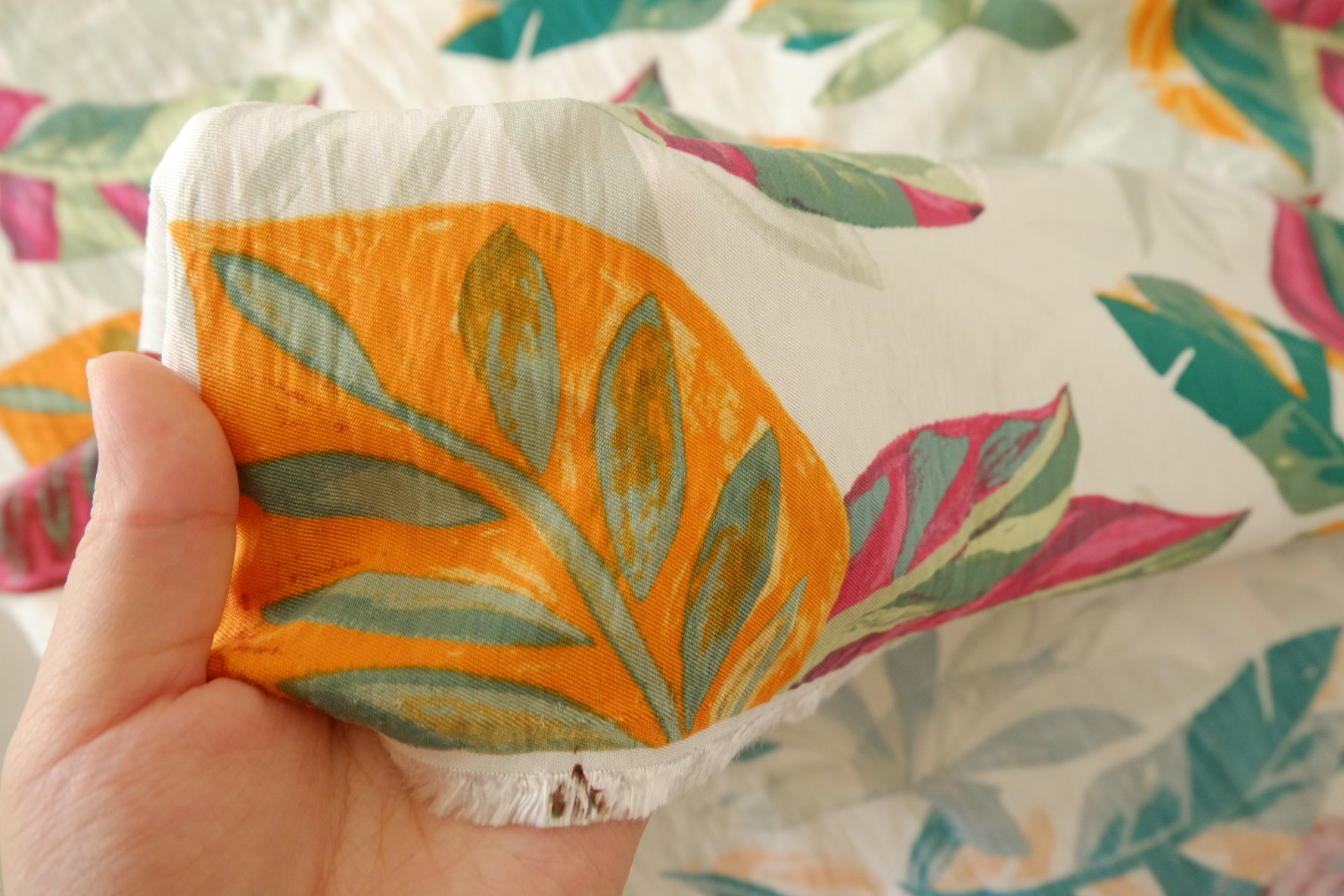 Textured Tropical Leaf Tencel Cotton Fabric – 3.3 yd