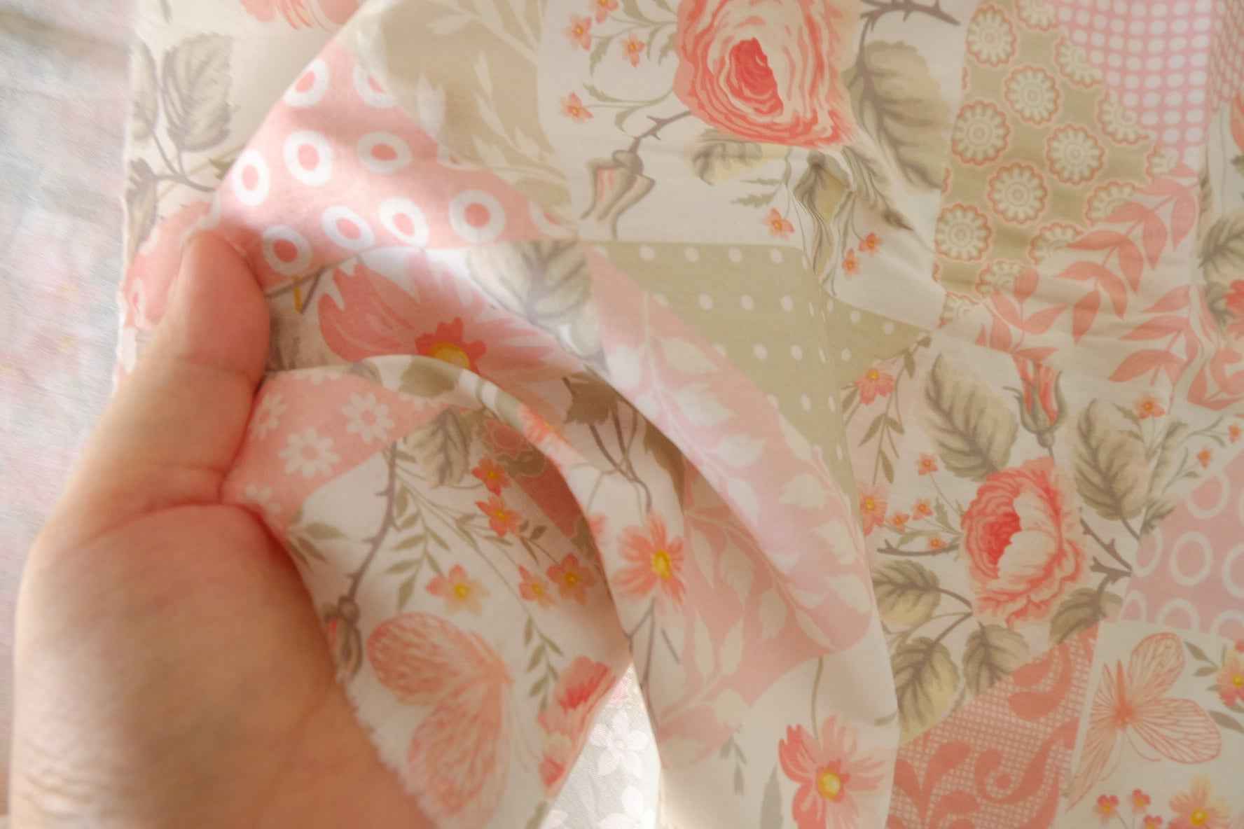 Blush Floral Patchwork Cotton Lawn Fabric – 1.9 yd