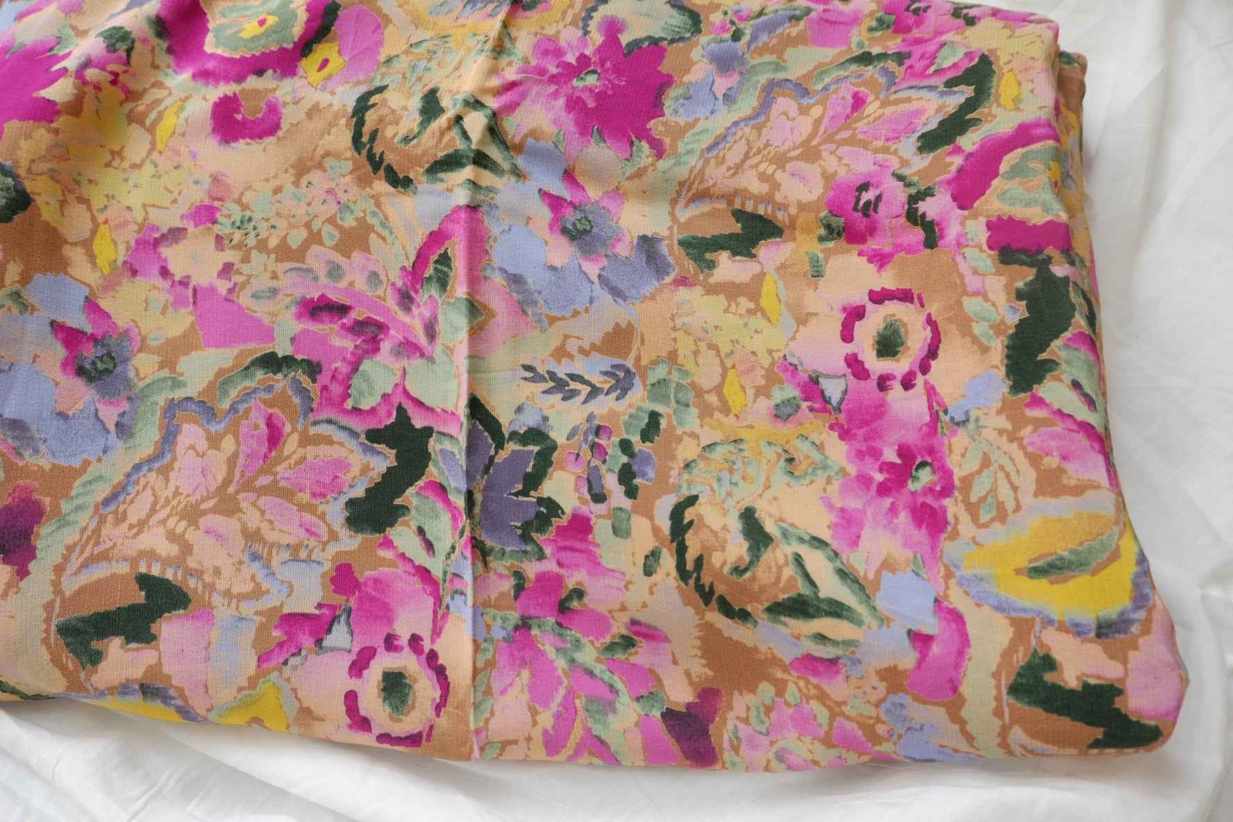 Bold Floral Cupro Fabric, Fluid Silky Dress Weight, 2.19 Yards