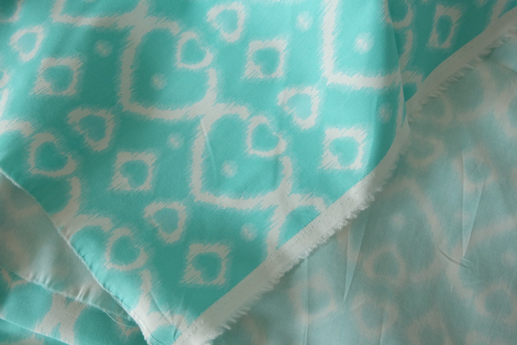Aqua Ikat Floral Cotton Lawn – 2.19 yd