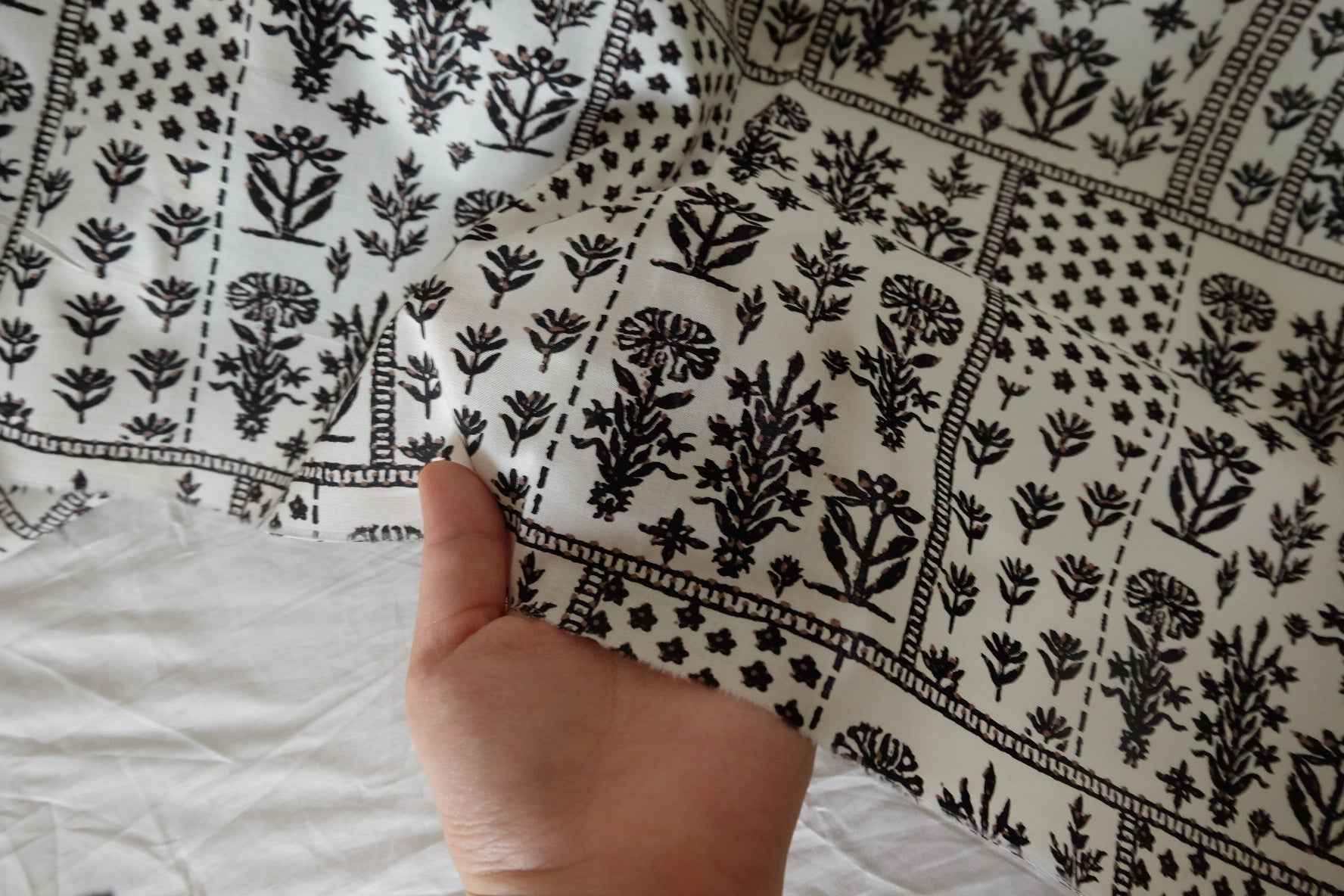 Black Patchwork Botanical Cotton Poplin — 3.28 yd