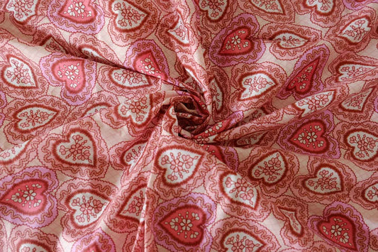 Pink Lace Heart Cotton Lawn — 1.20 yd