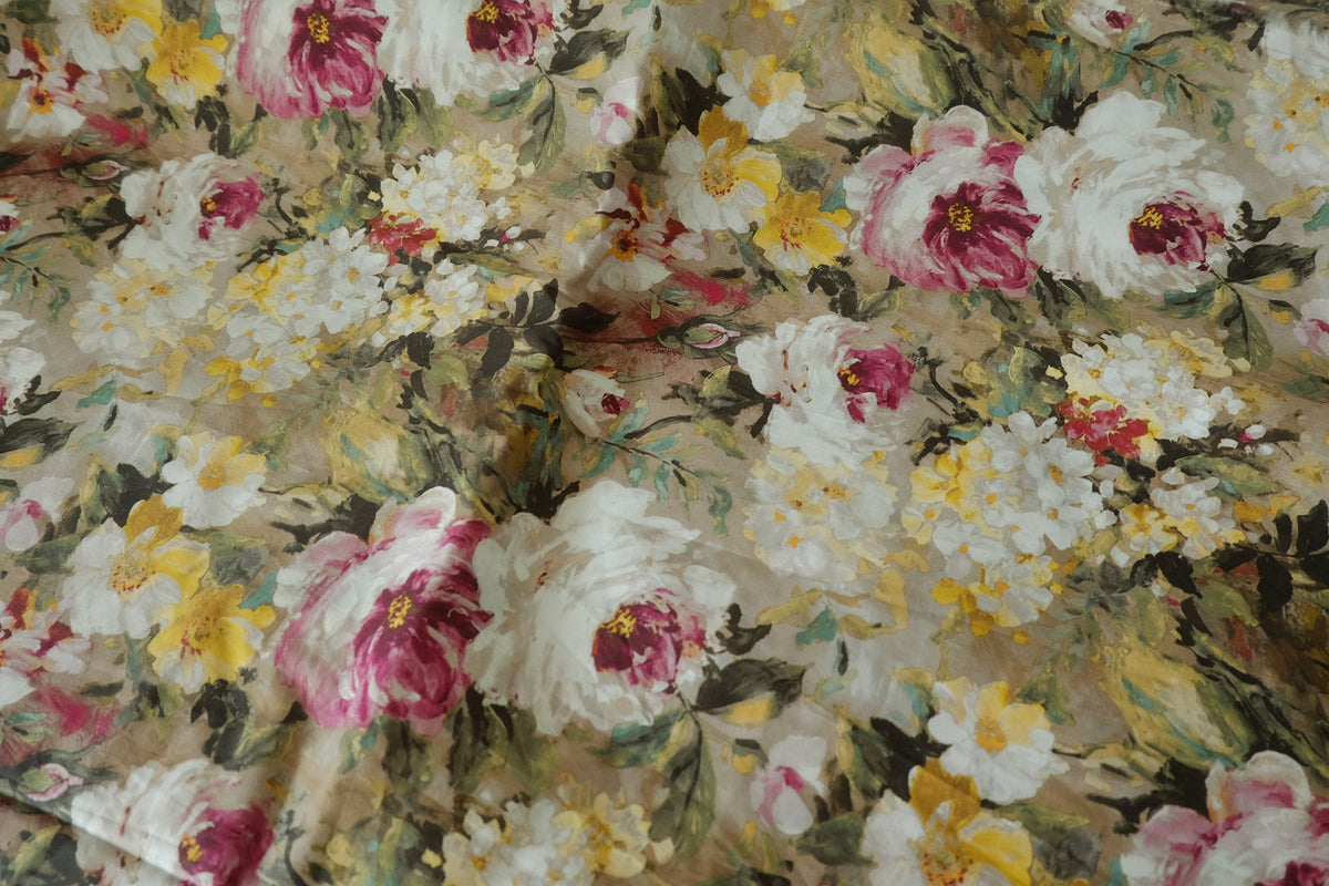 Vintage Oil Painting Garden – 60s Fine Cotton Poplin – 5 yd