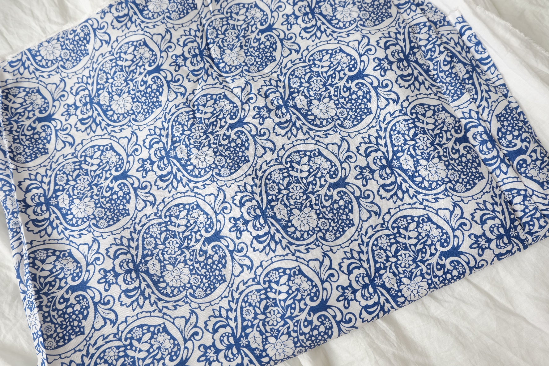 Blue & White Ornamental Tencel Cotton, 1.64 Yards