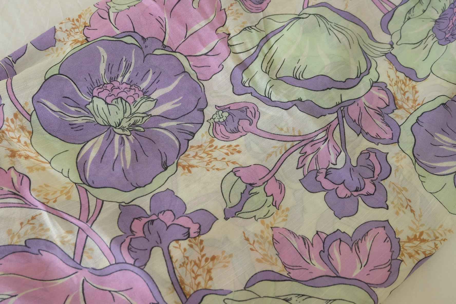Soft Slub Cotton Rayon Floral Fabric – 3.3 yd