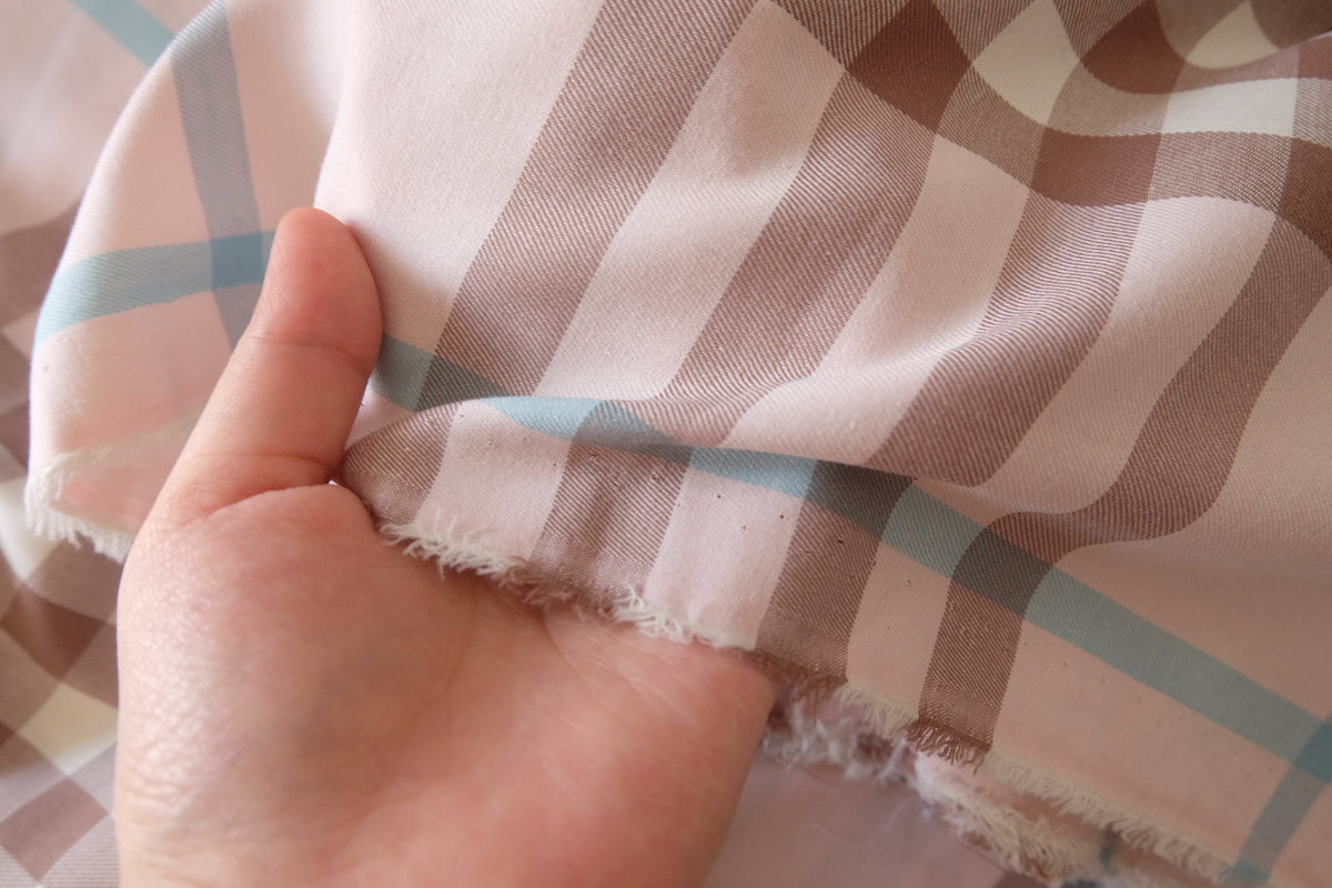Blush Pink & Cocoa Plaid – Yarn-Dyed Cotton Fabric | 3.3 Yards