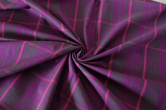 Purple Plaid Cotton Lawn Fabric – 2.2 yd