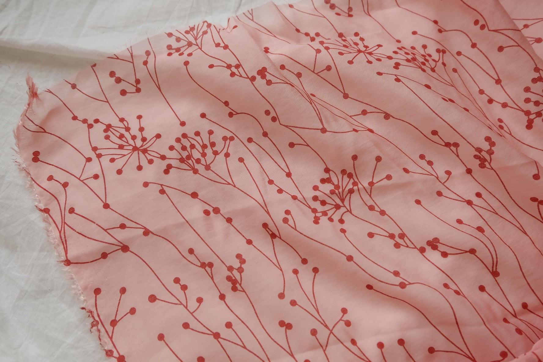 Sheer Tencel Mesh, Floating Berry Print, 2.2 Yards