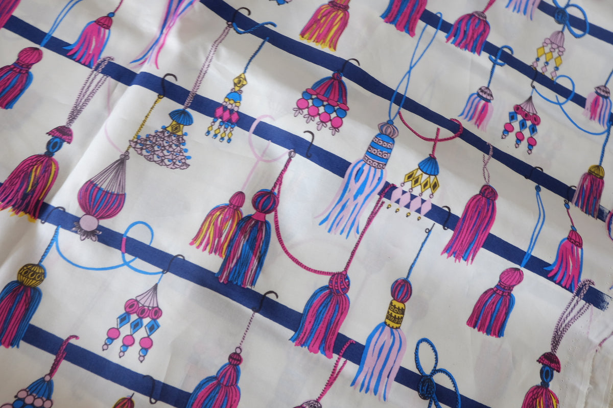 Colorful Tassel & Ribbon Print Cotton Lawn – 2.19 yd