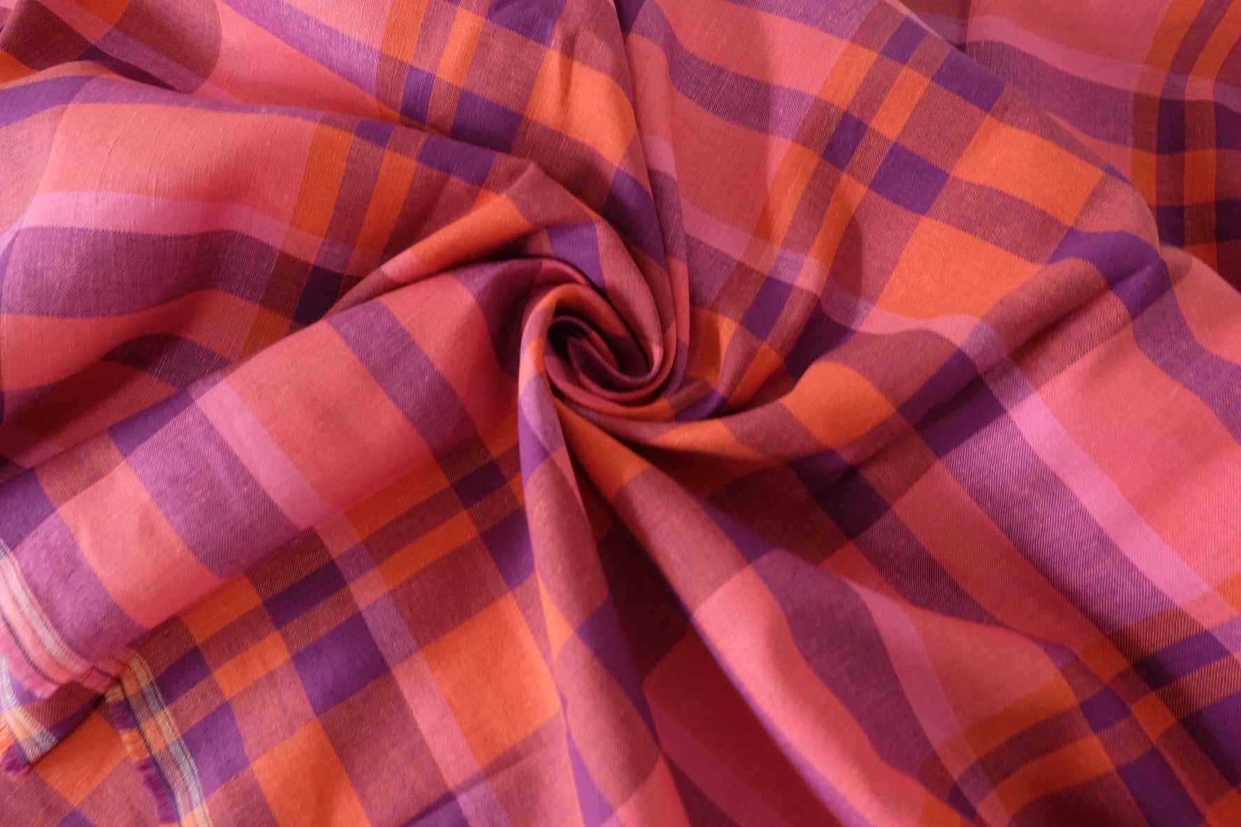 Washed Raspberry Plaid Linen Cotton – 2.2 yd