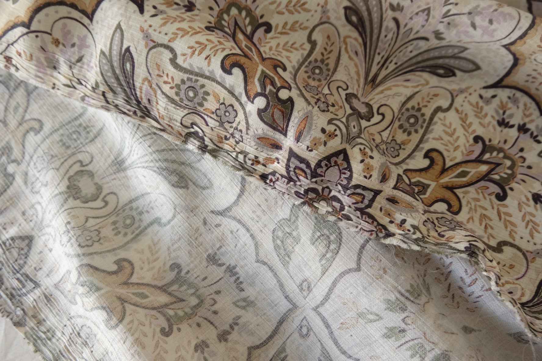 Soft Ornamental Floral Tencel Cotton Crinkle Fabric – 3.3 yd