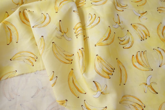 Banana Print Cotton Fabric, 1.64 Yards