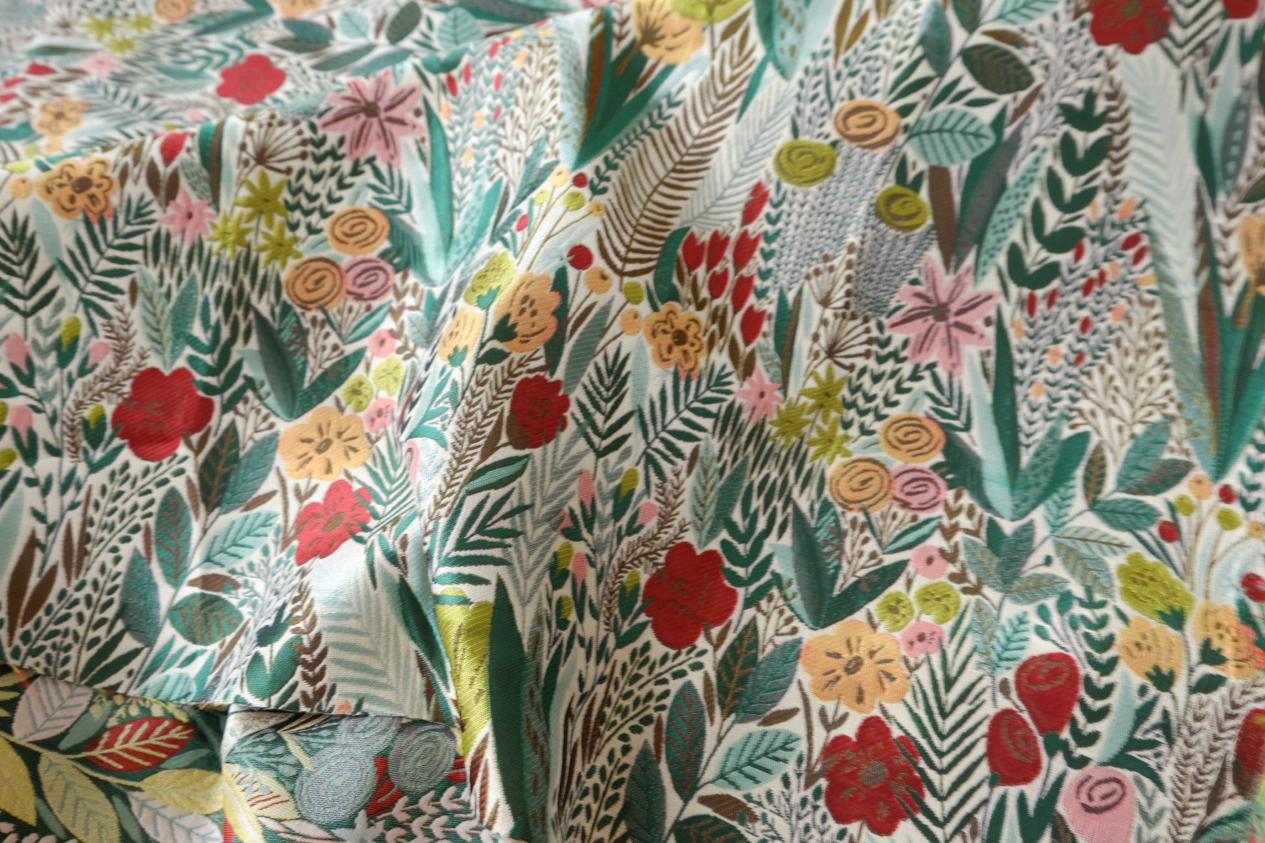 Reversible Botanical Brocade Fabric — 2.19 yd