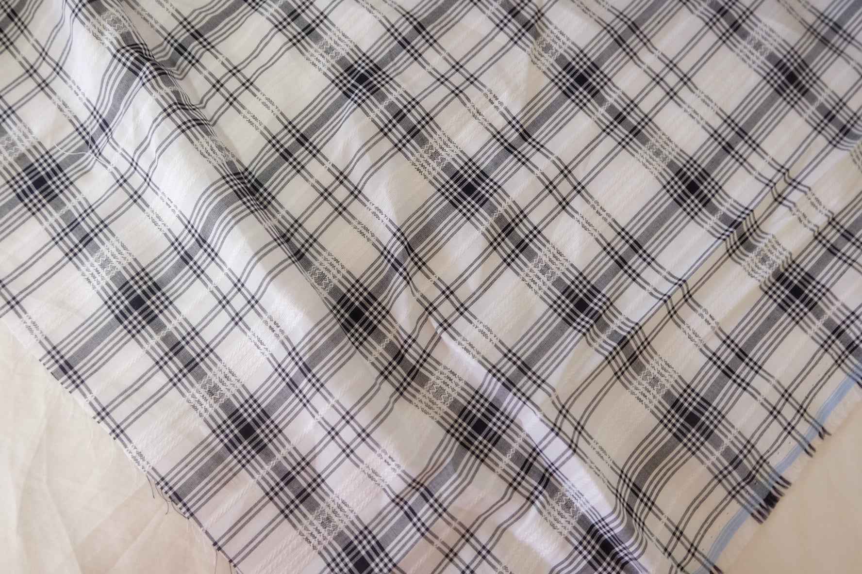 Black White Jacquard Plaid Cotton Fabric – 2.2 yd