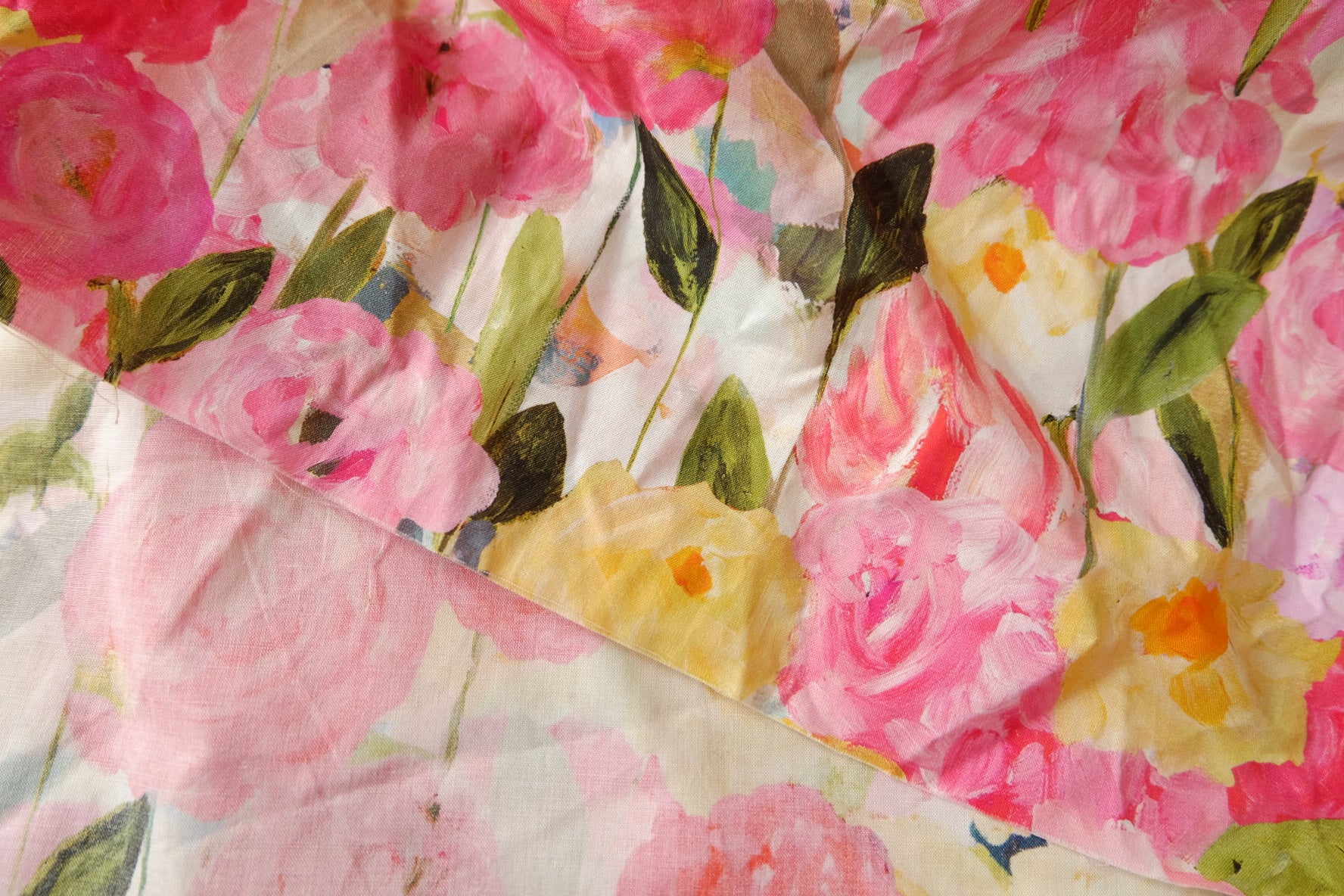 Painterly Floral Cotton Poplin, Lightweight 80s, 1.3 Yards