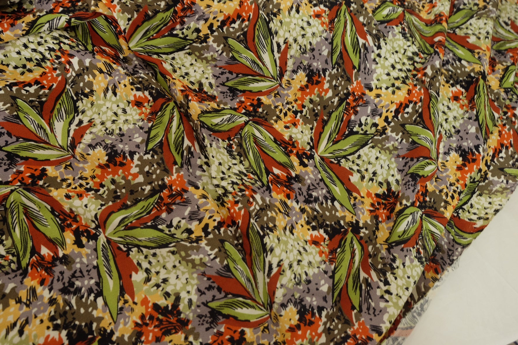 Earthy Botanical Textured Rayon Fabric – 3.3 yd