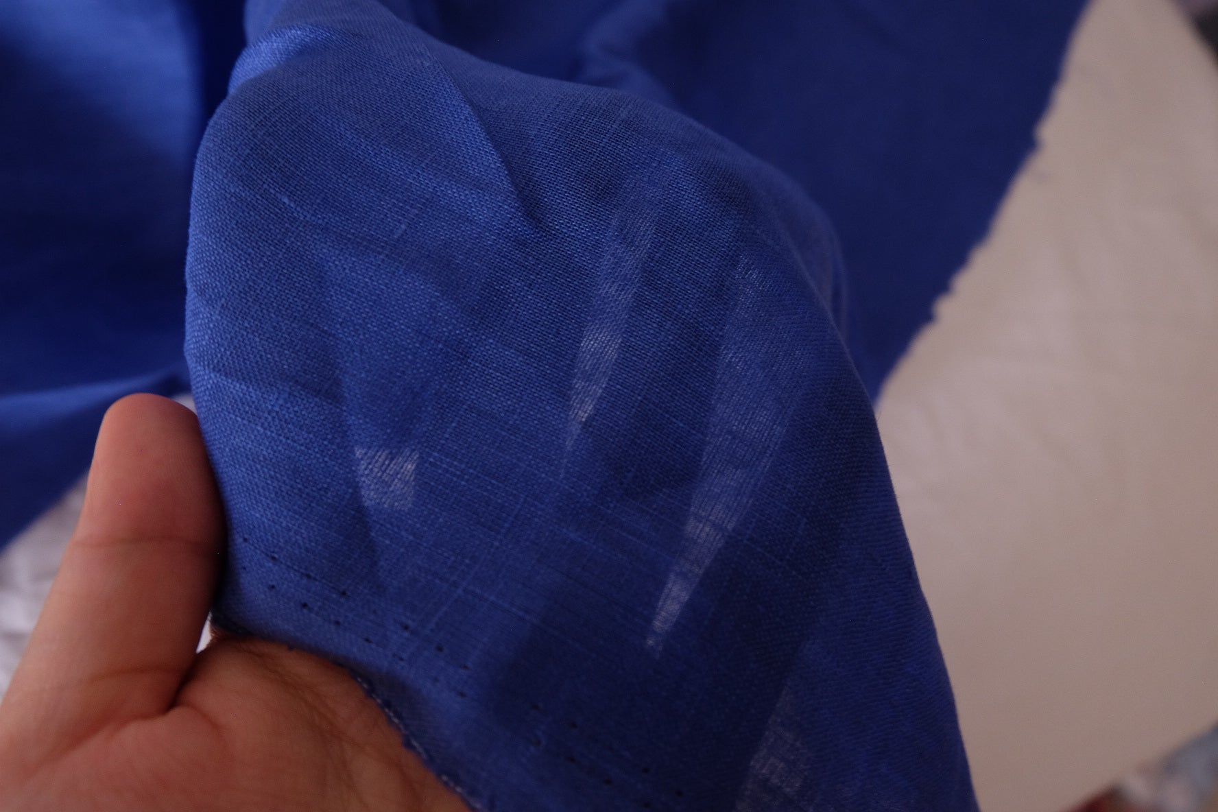 Heavy Pure Linen Fabric in Klein Blue - 1.6 yd