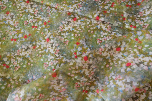 Green Painterly Cotton Sateen — 2.19 yd