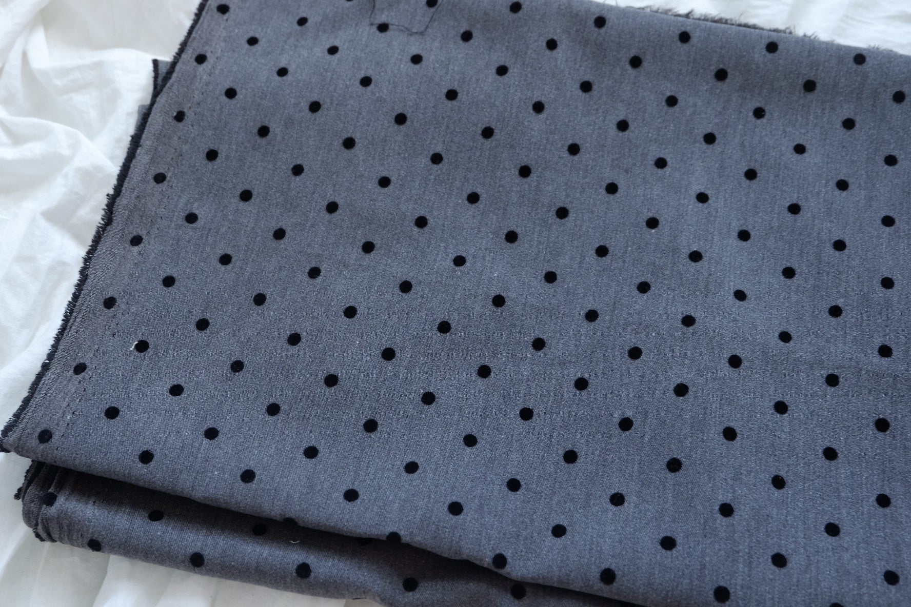 Flocked Polka Dot TR Suiting Fabric - 2.19 yd