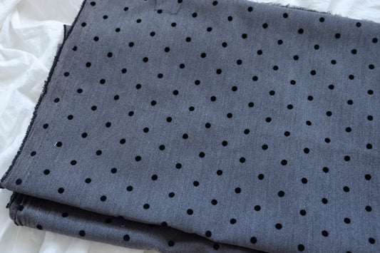 Flocked Polka Dot TR Suiting Fabric - 2.19 yd