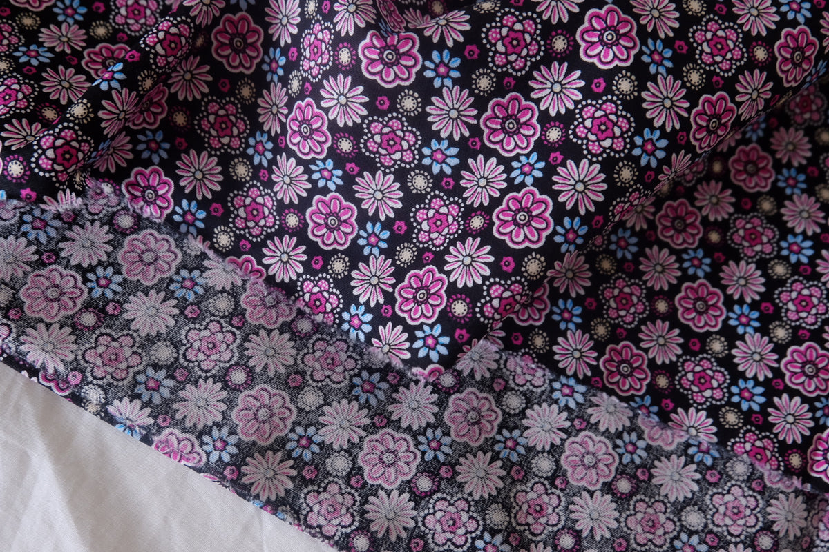 Midnight Pink Folk Floral Cotton – 2.2 yd