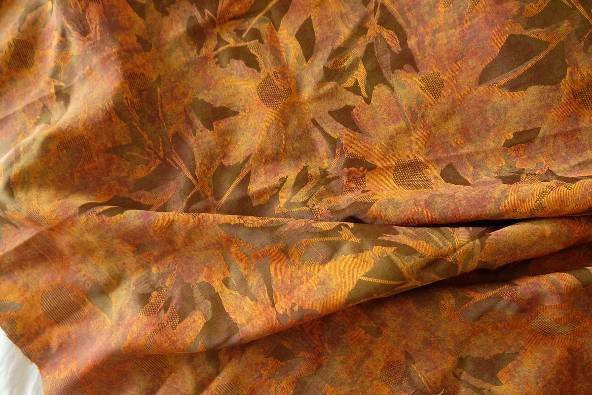 Burnt Sienna Autumn Floral Jacquard with Flocked Details – 1.6 yd